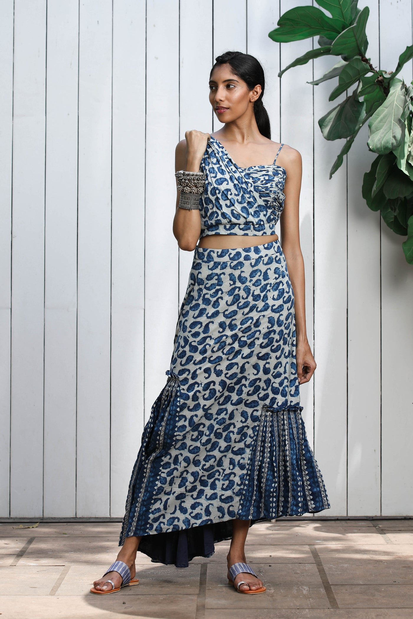 Indigo Crop Top with Pleated Skirt – Akashi Clothing