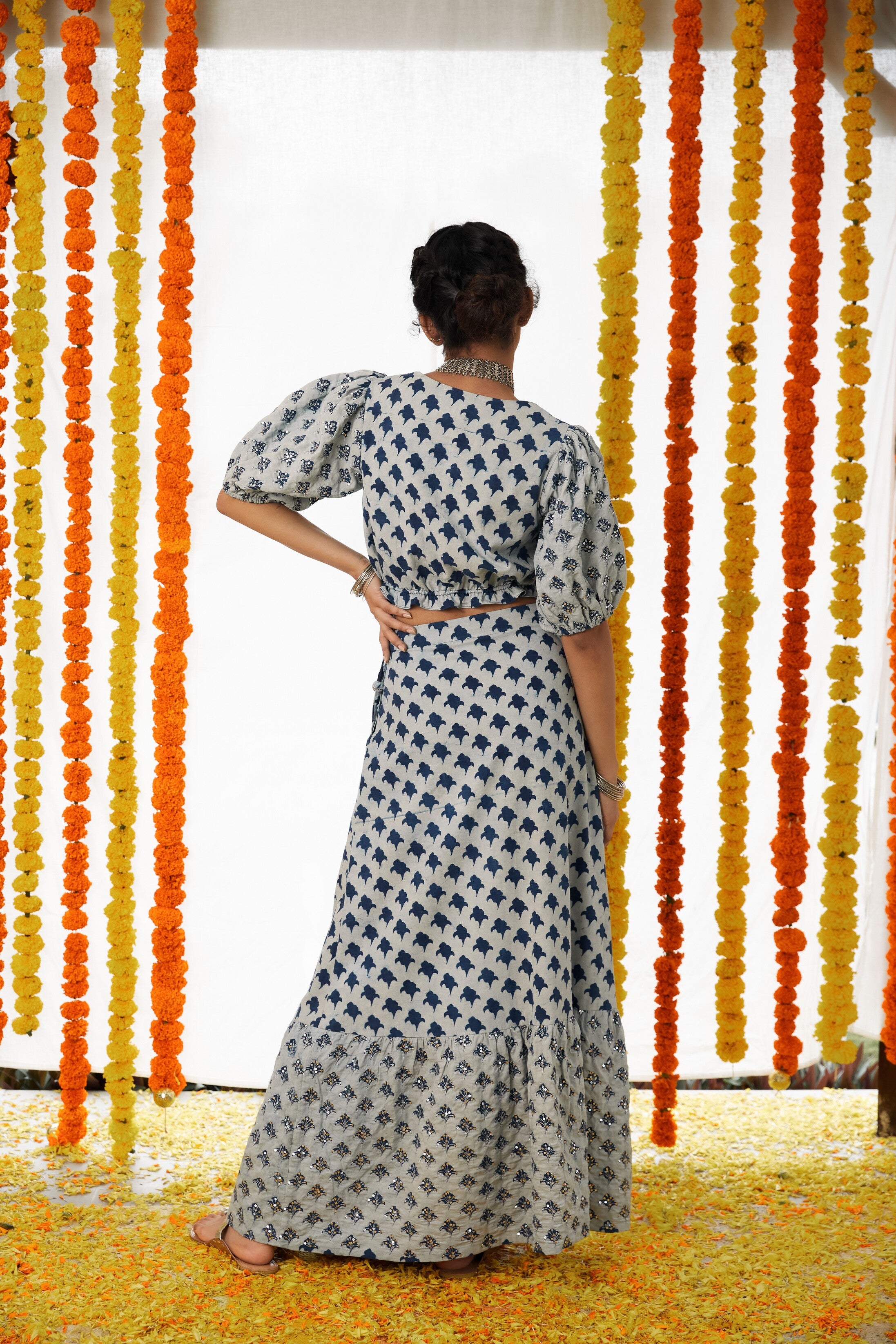 Embroidered Crop Top  & Skirt