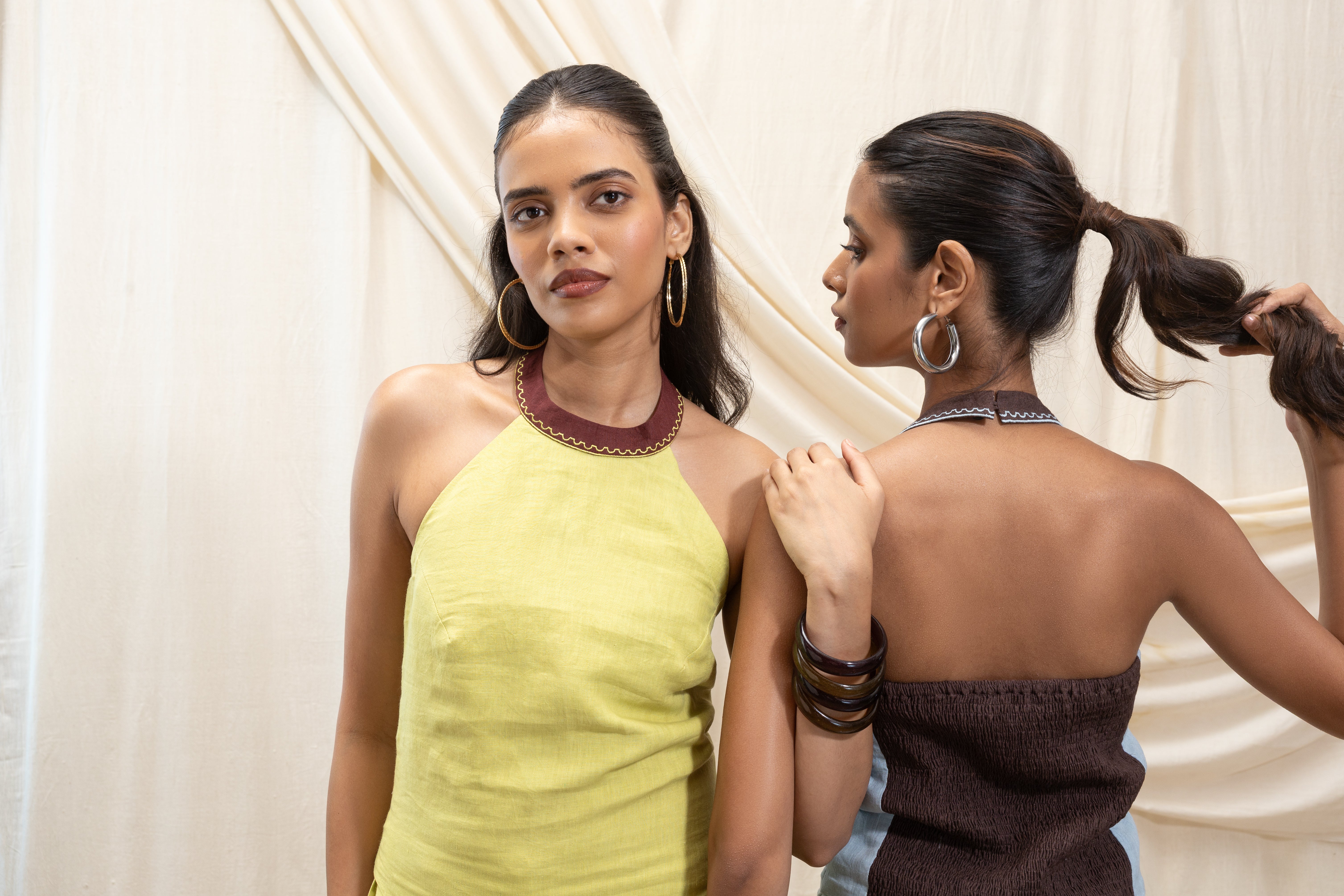 Halter Corset Top with smocked back