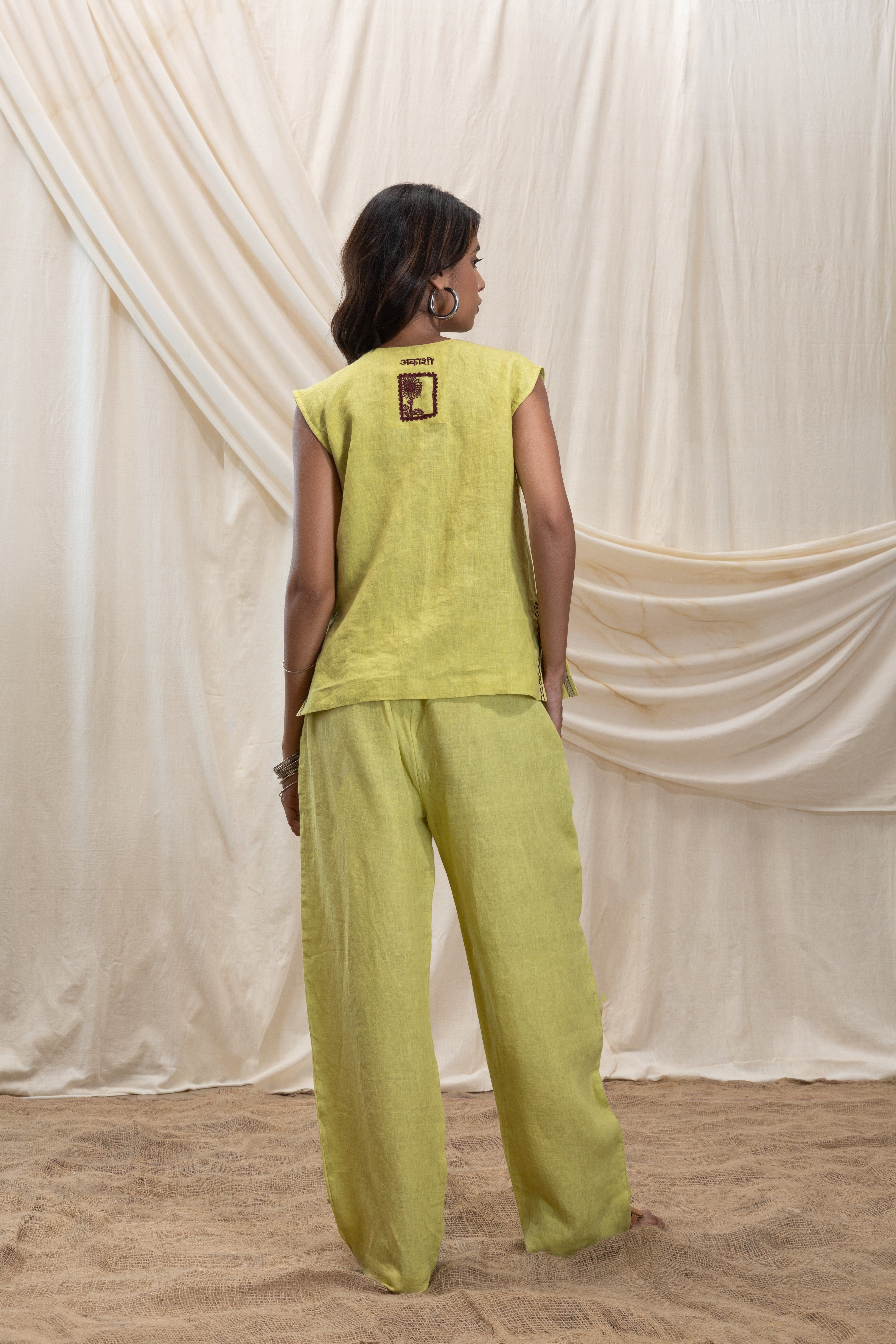 Linen utilty vest and pant set