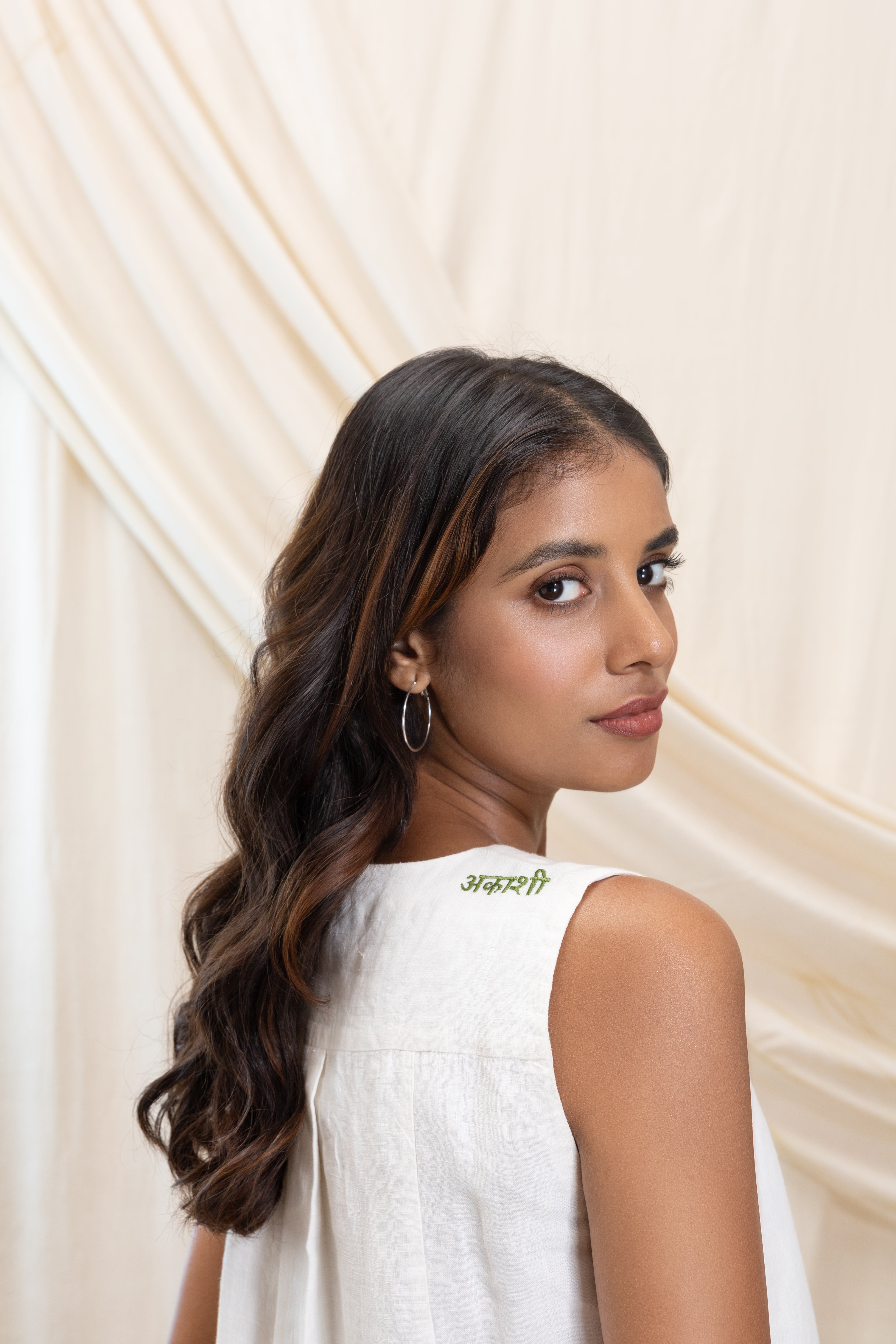 Linen tunic top and flared pant set