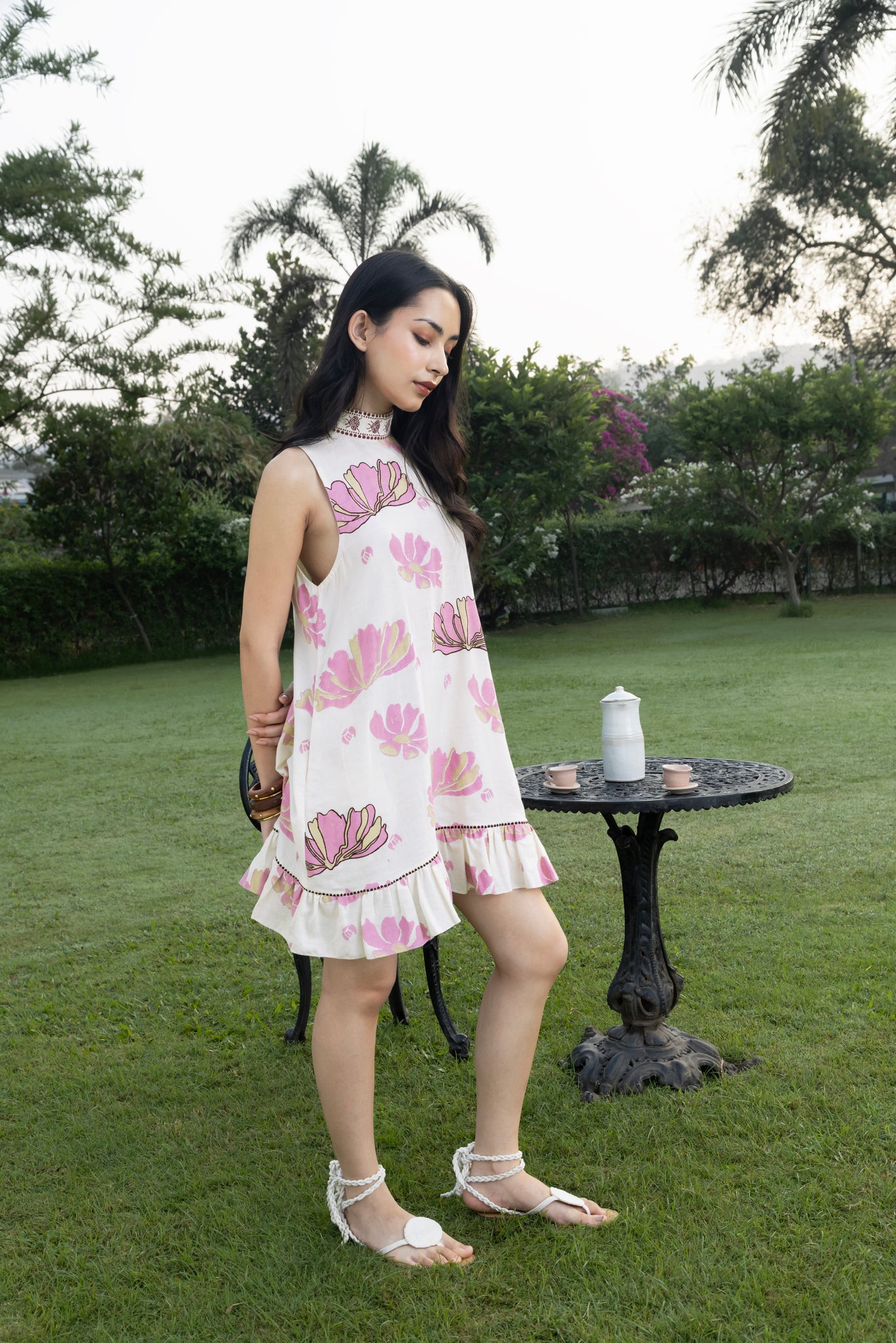Short Dress with Back Tie-Up