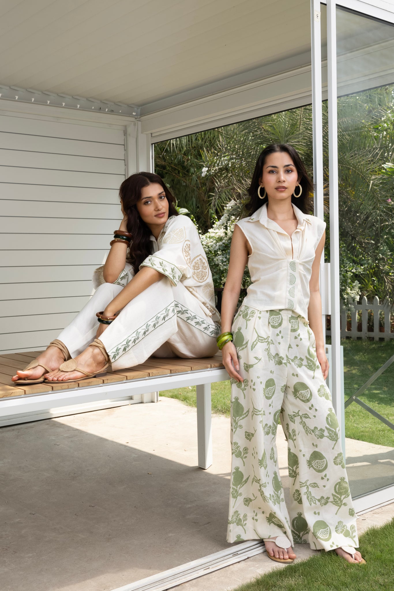 Boxy button down shirt & Straight Fit Embroidered Pants
