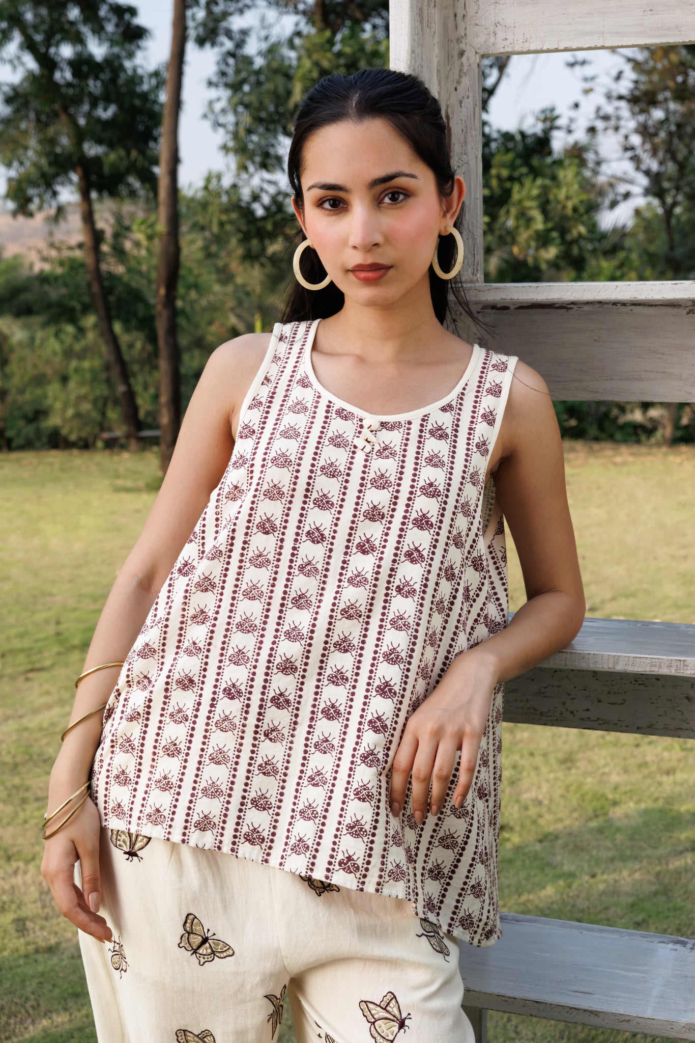Oversized Tunic with Back Slit & Tapered Pants with Embroidered Motifs