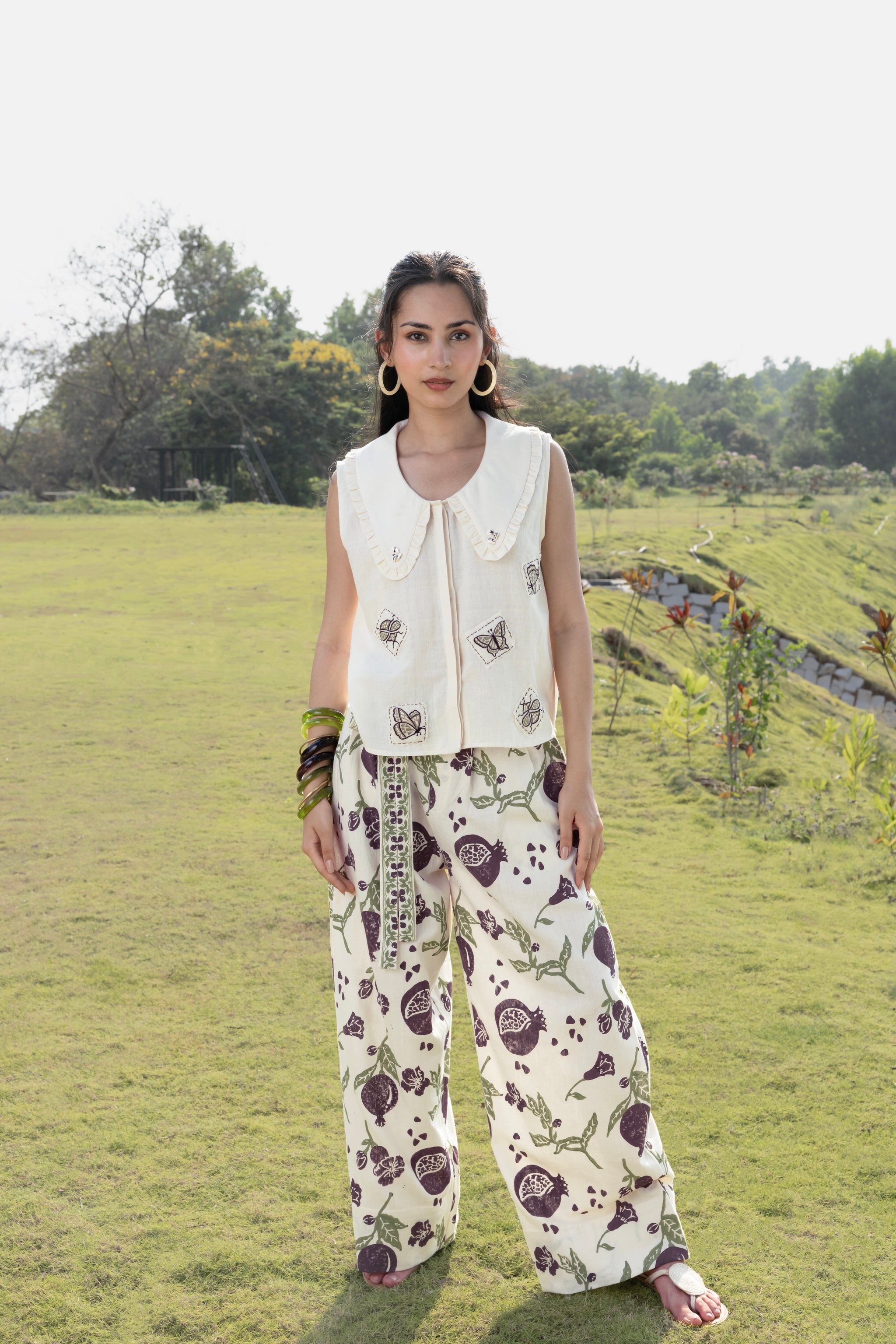 Patchwork Embroidered Top with Peter Pan Collar