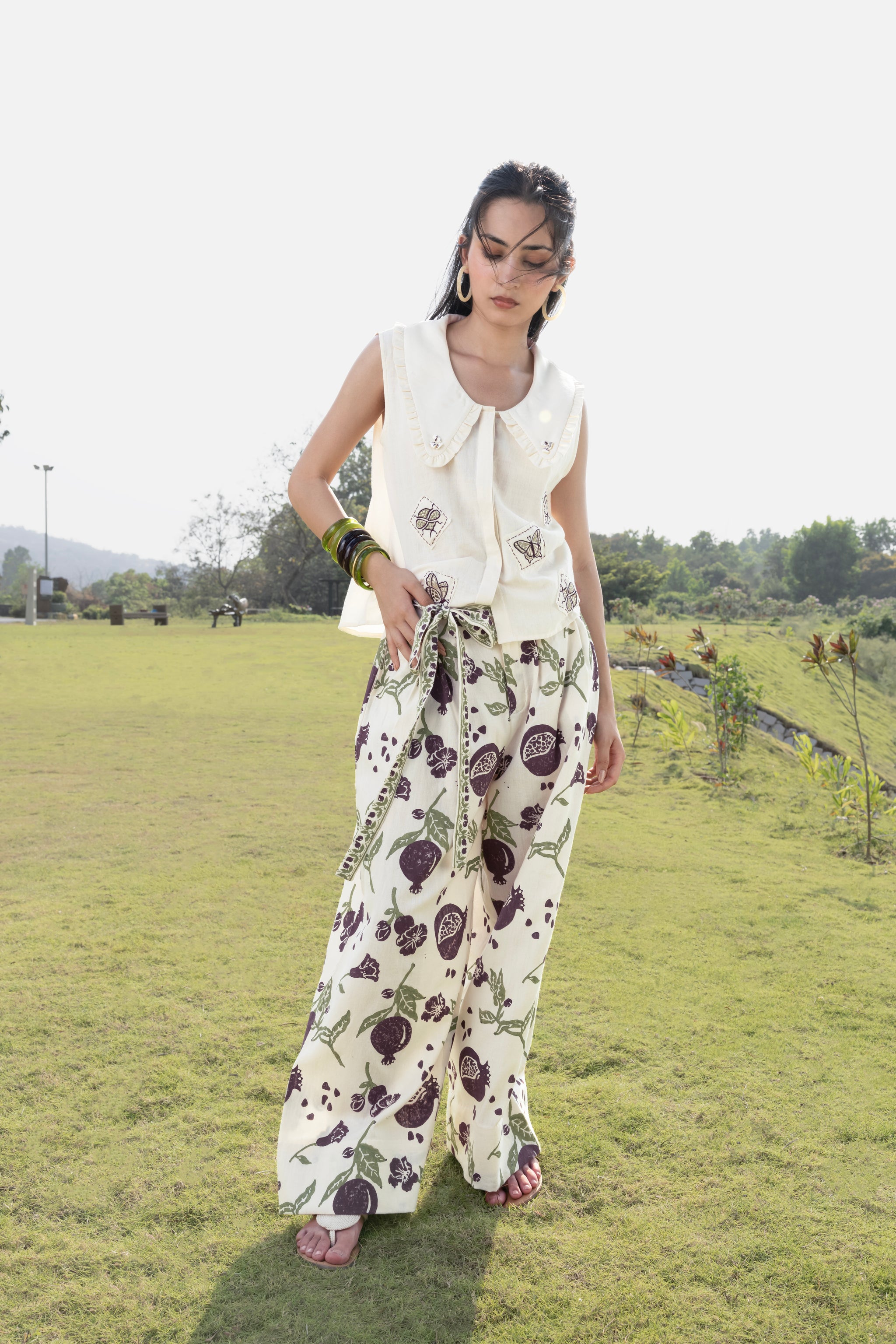 Patchwork Embroidered Top with Peter Pan Collar