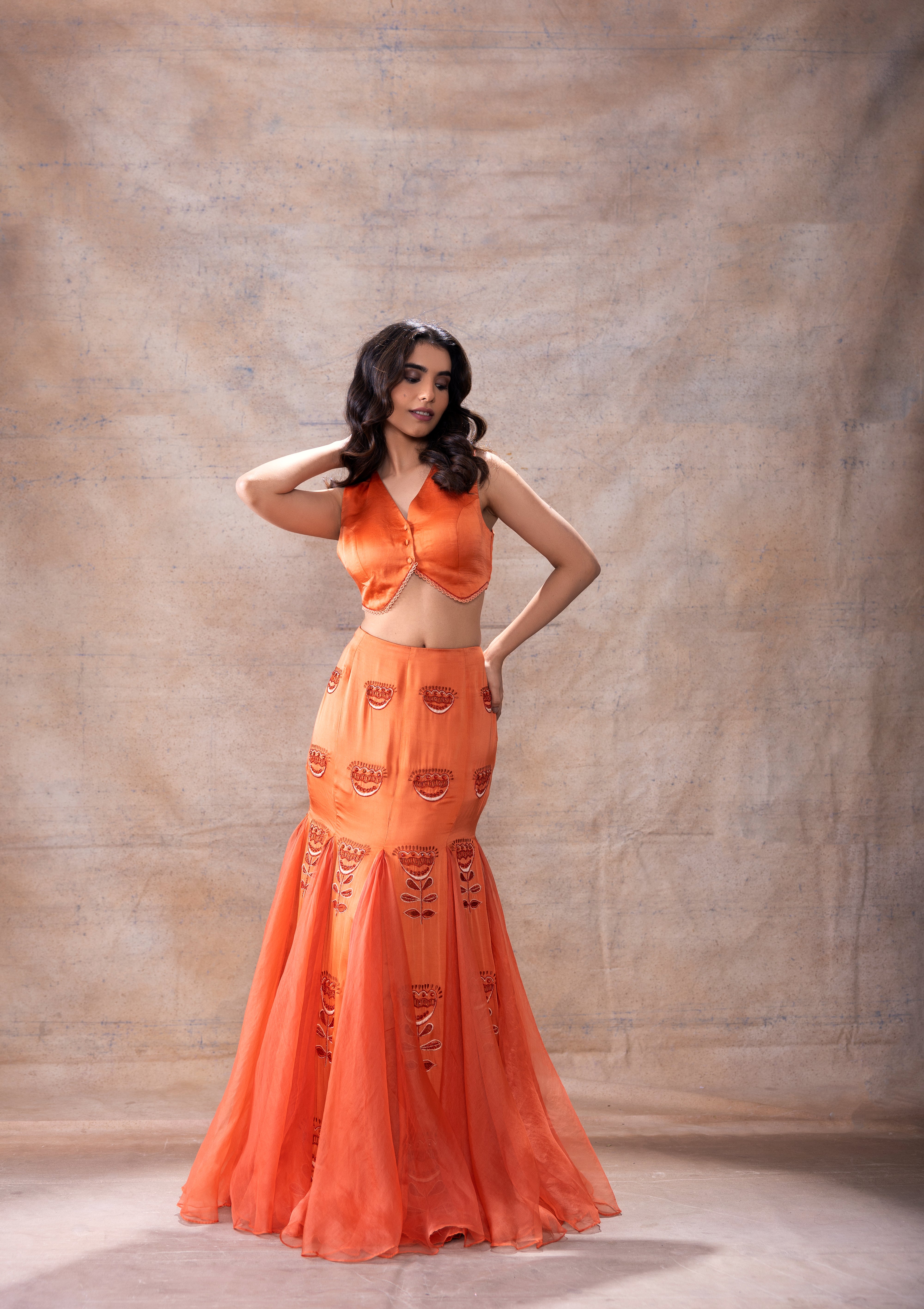 Godet lehenga set