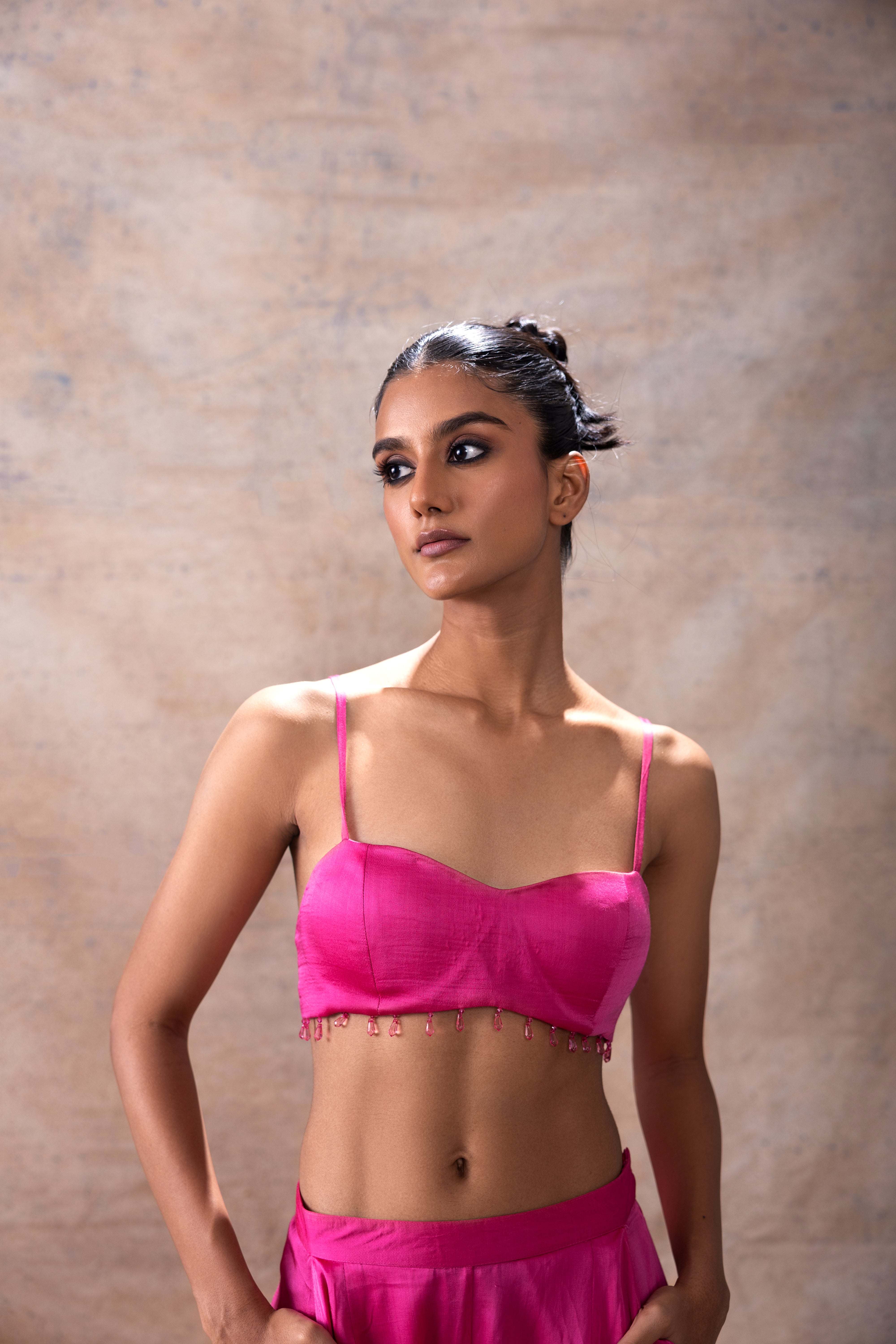 Scarf collar organza shirt set