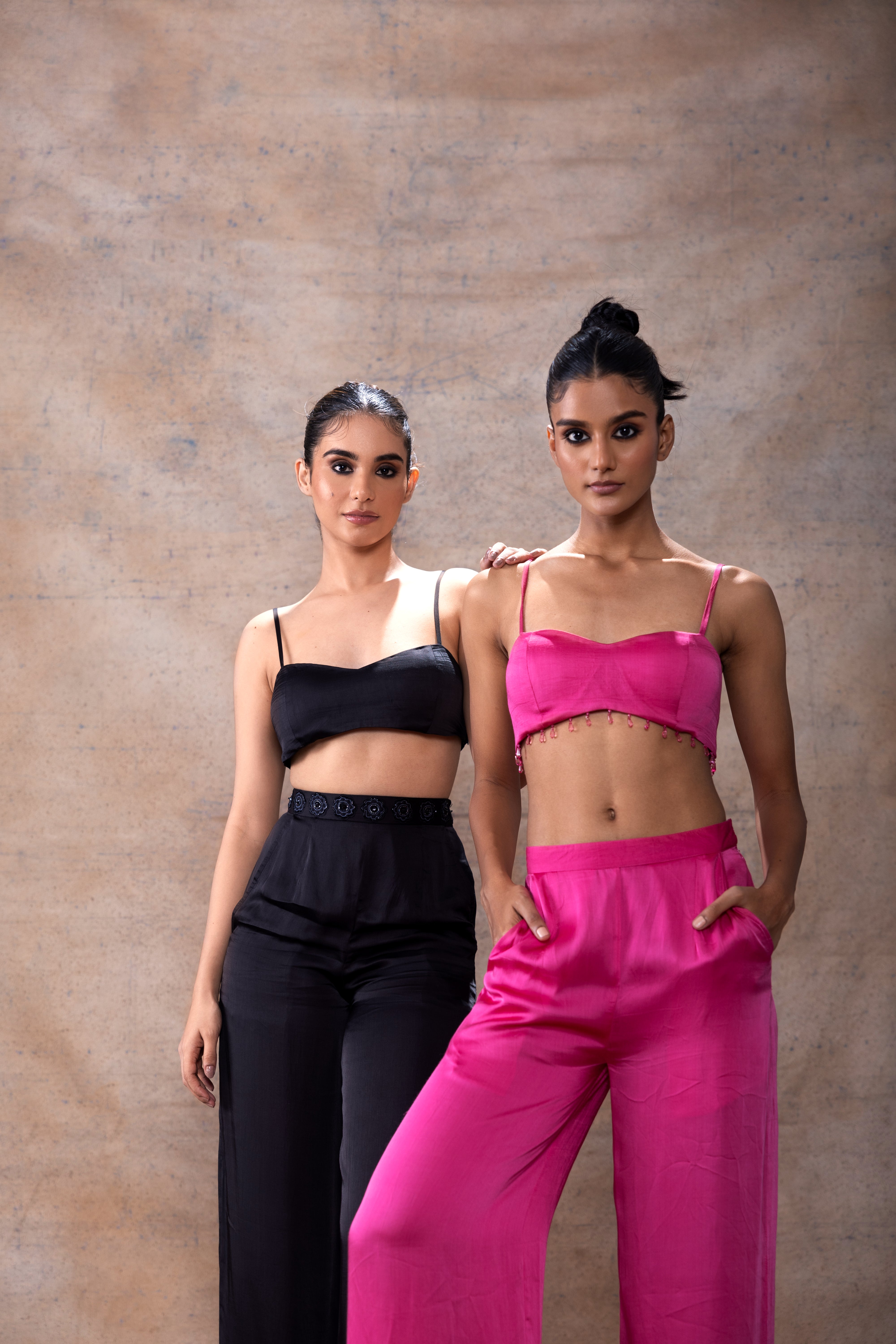 Scarf collar organza shirt set