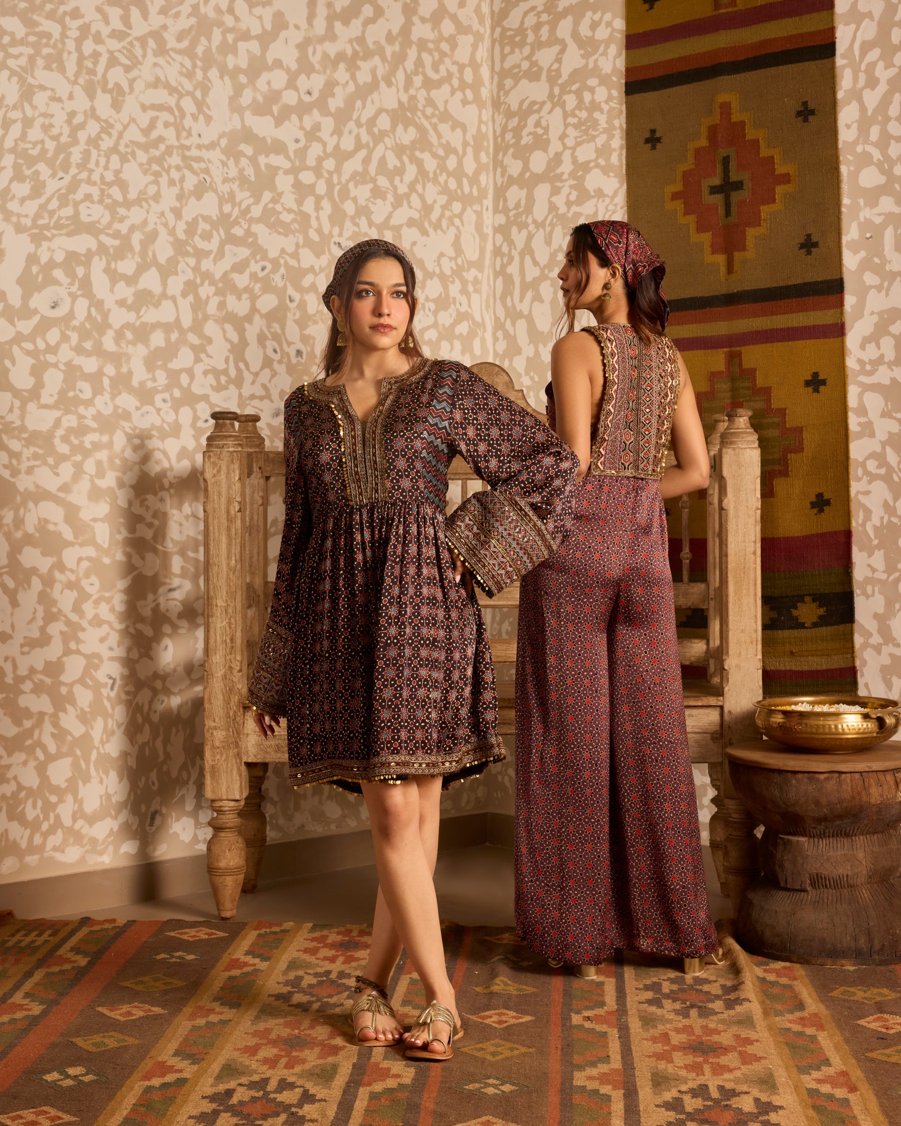 Short Dress with Bell Sleeves