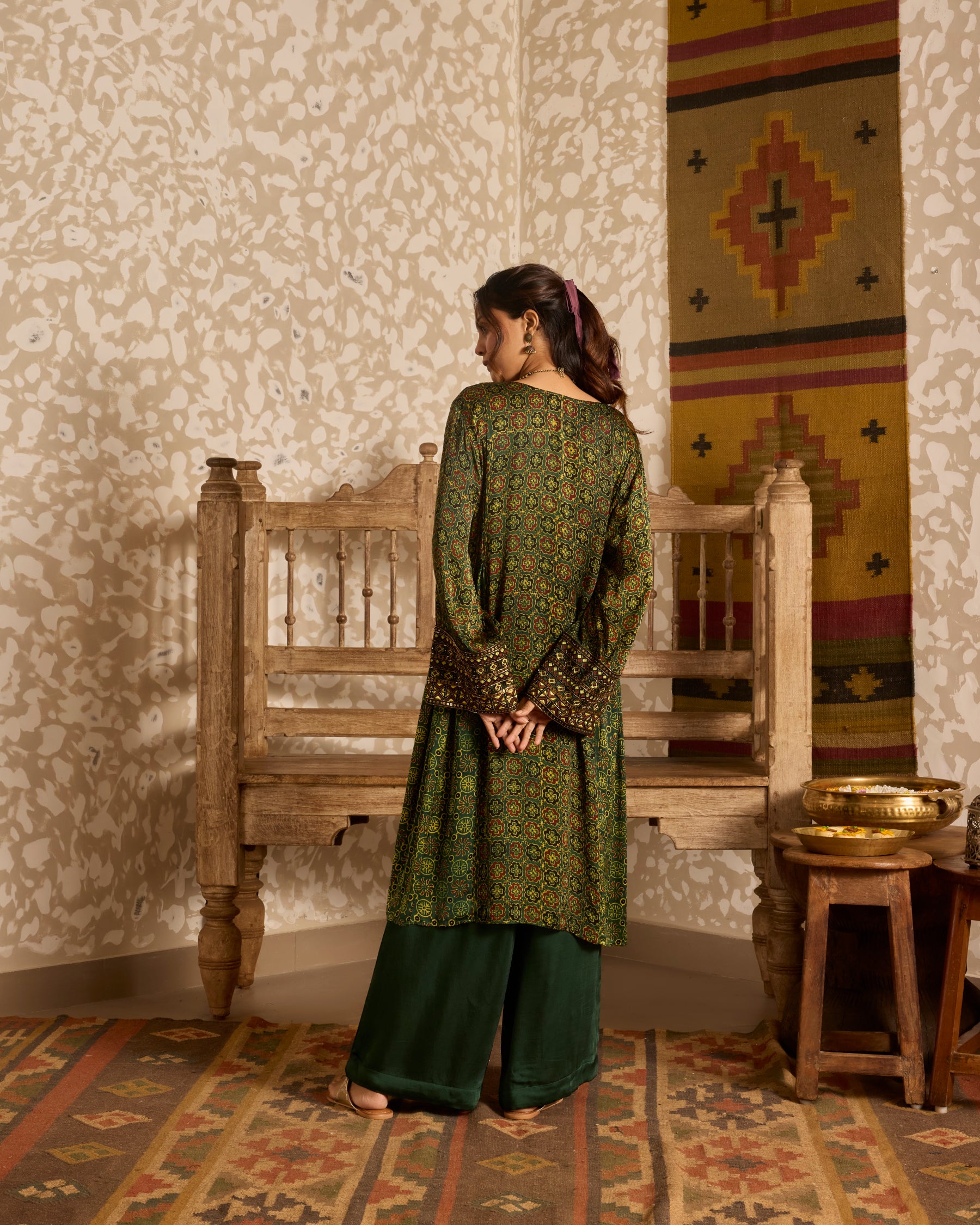 Long Kurta Wide Leg Pants Set