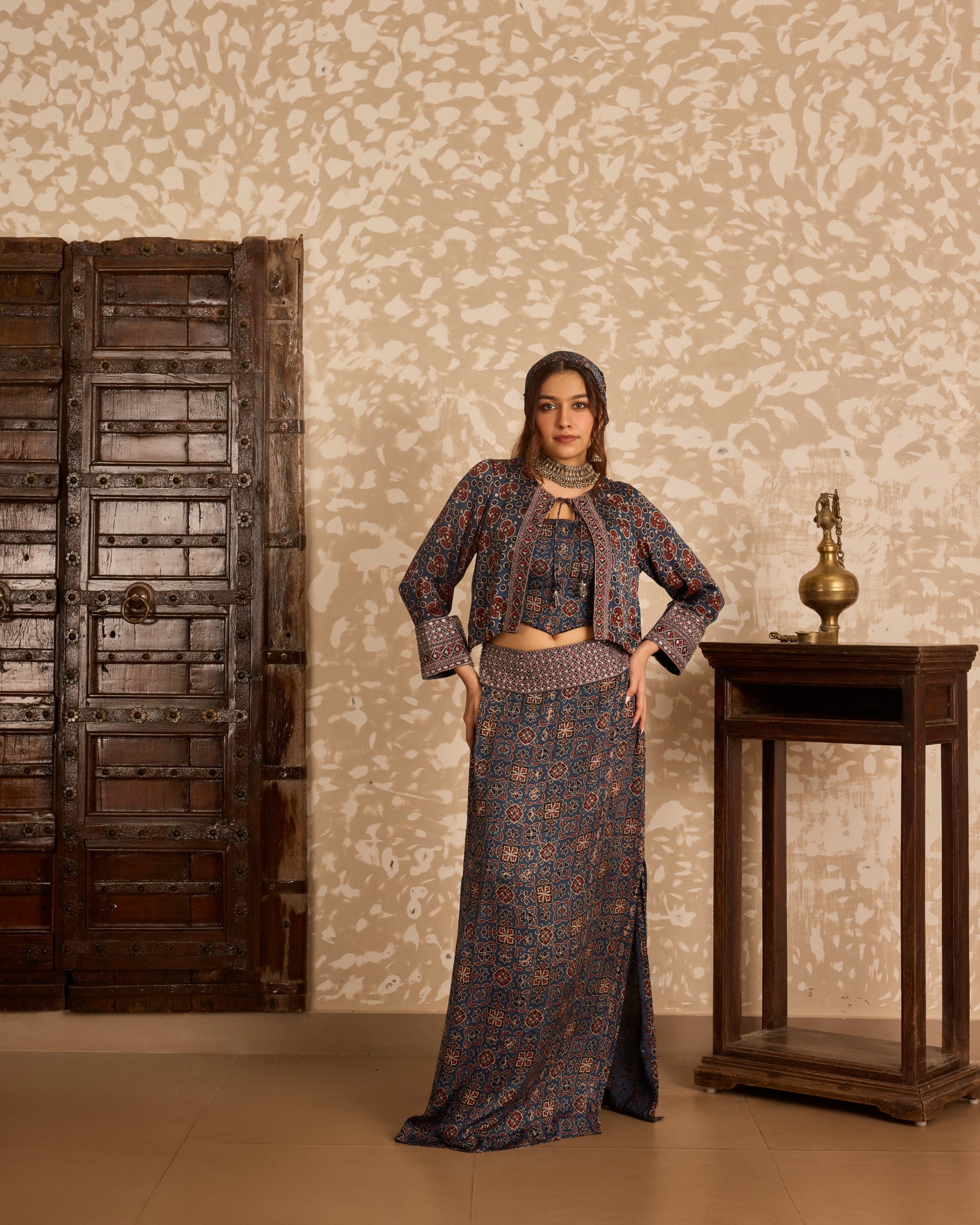 Short Jacket with Corset & Long Skirt Set