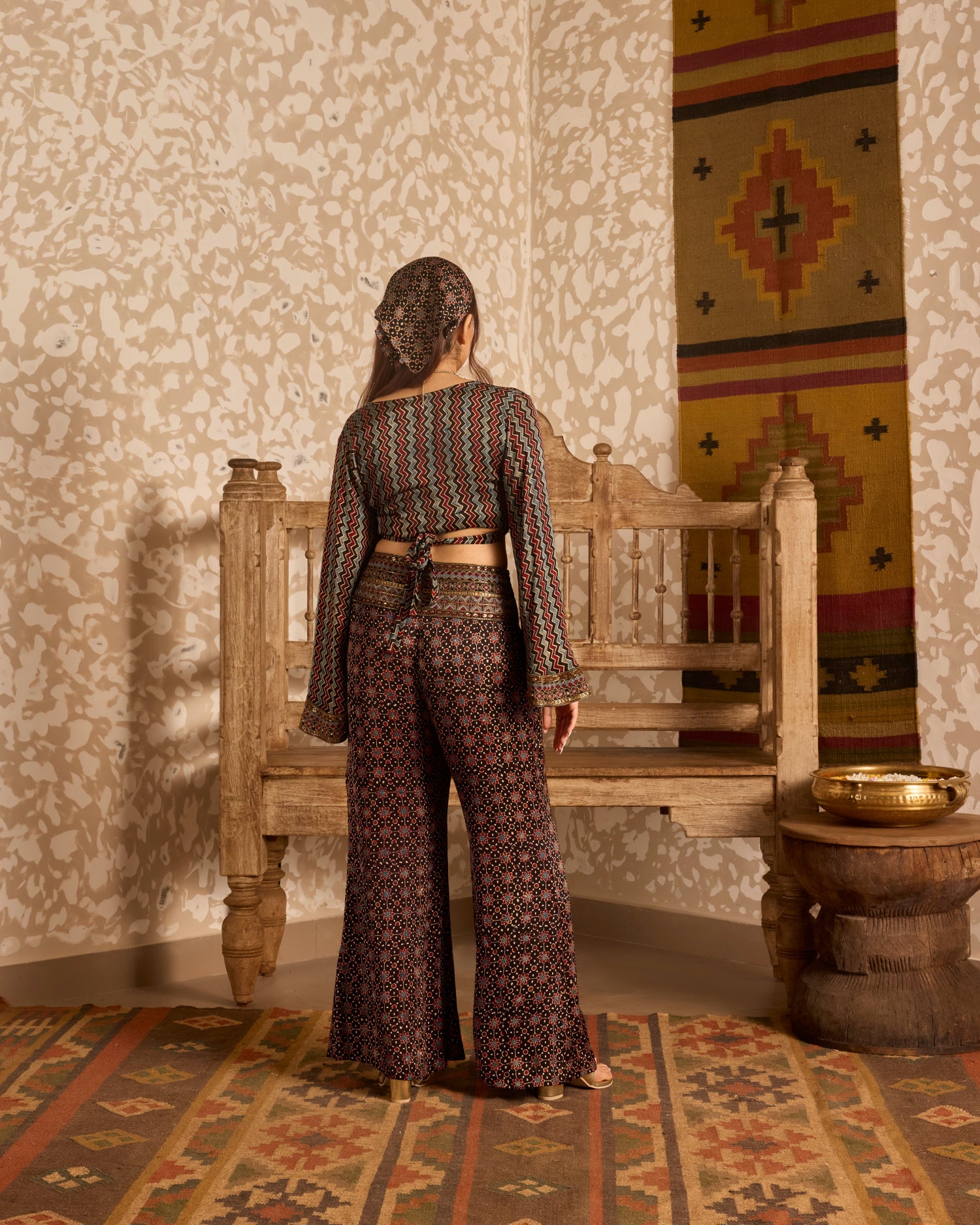 Wrap top with flared pant set