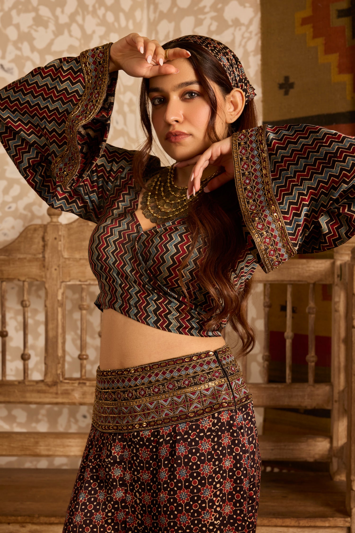 Wrap top with flared pant set