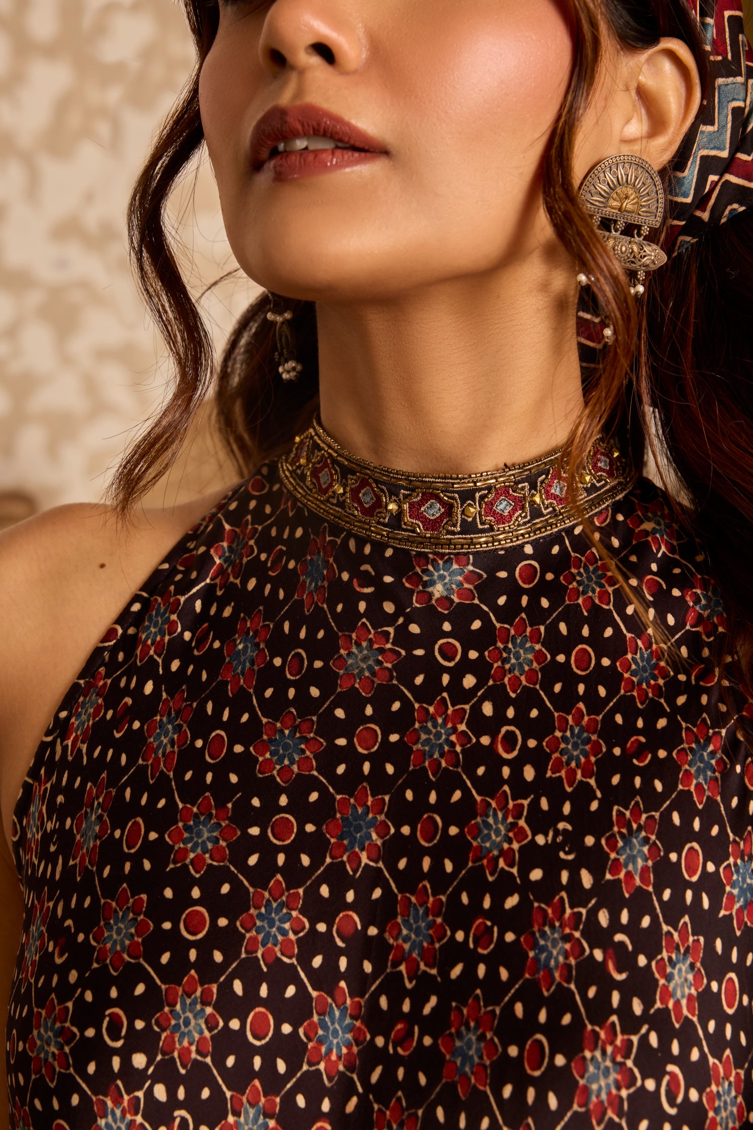 Halter neck tunic with sharara pants