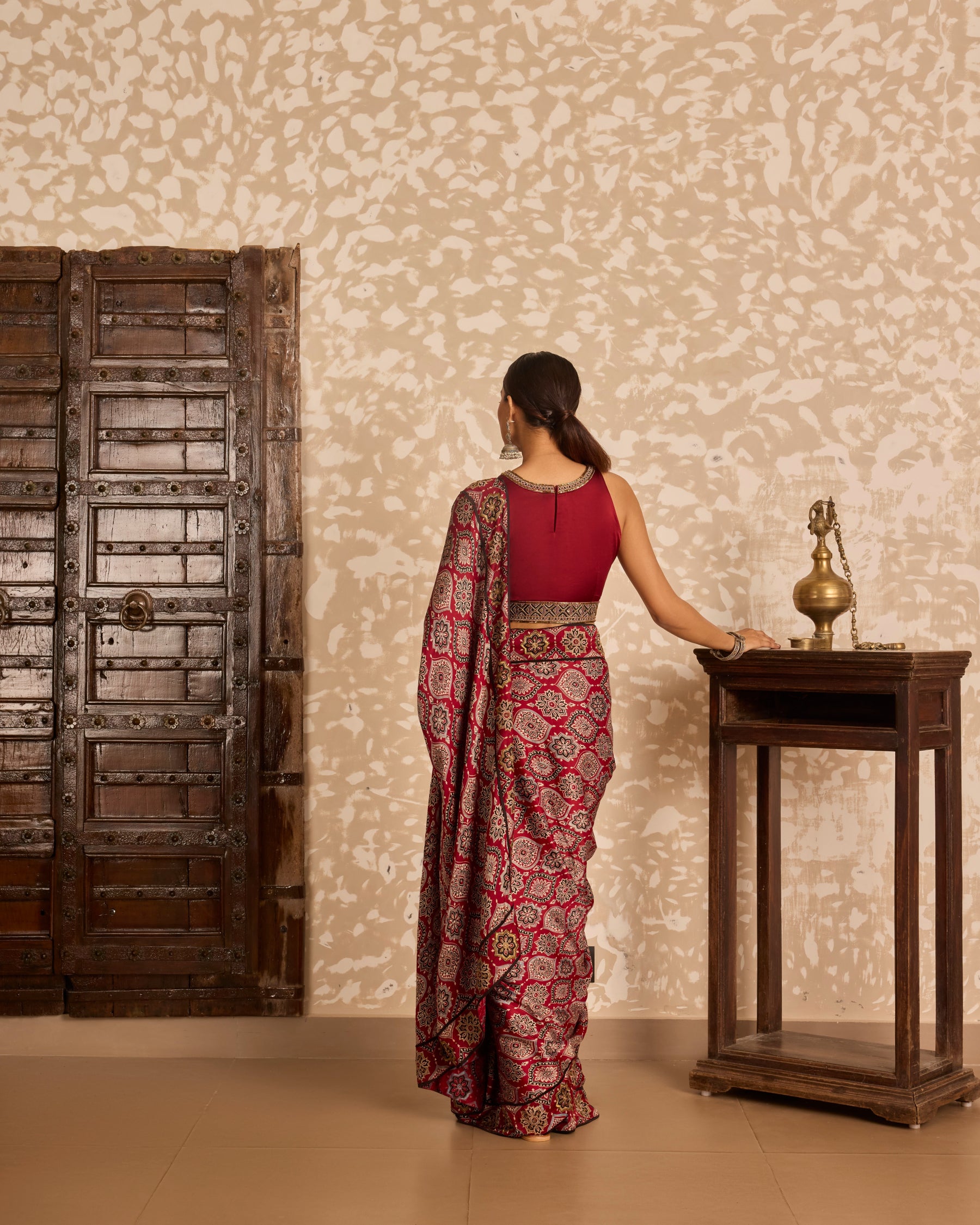 Halter neck blouse with saree