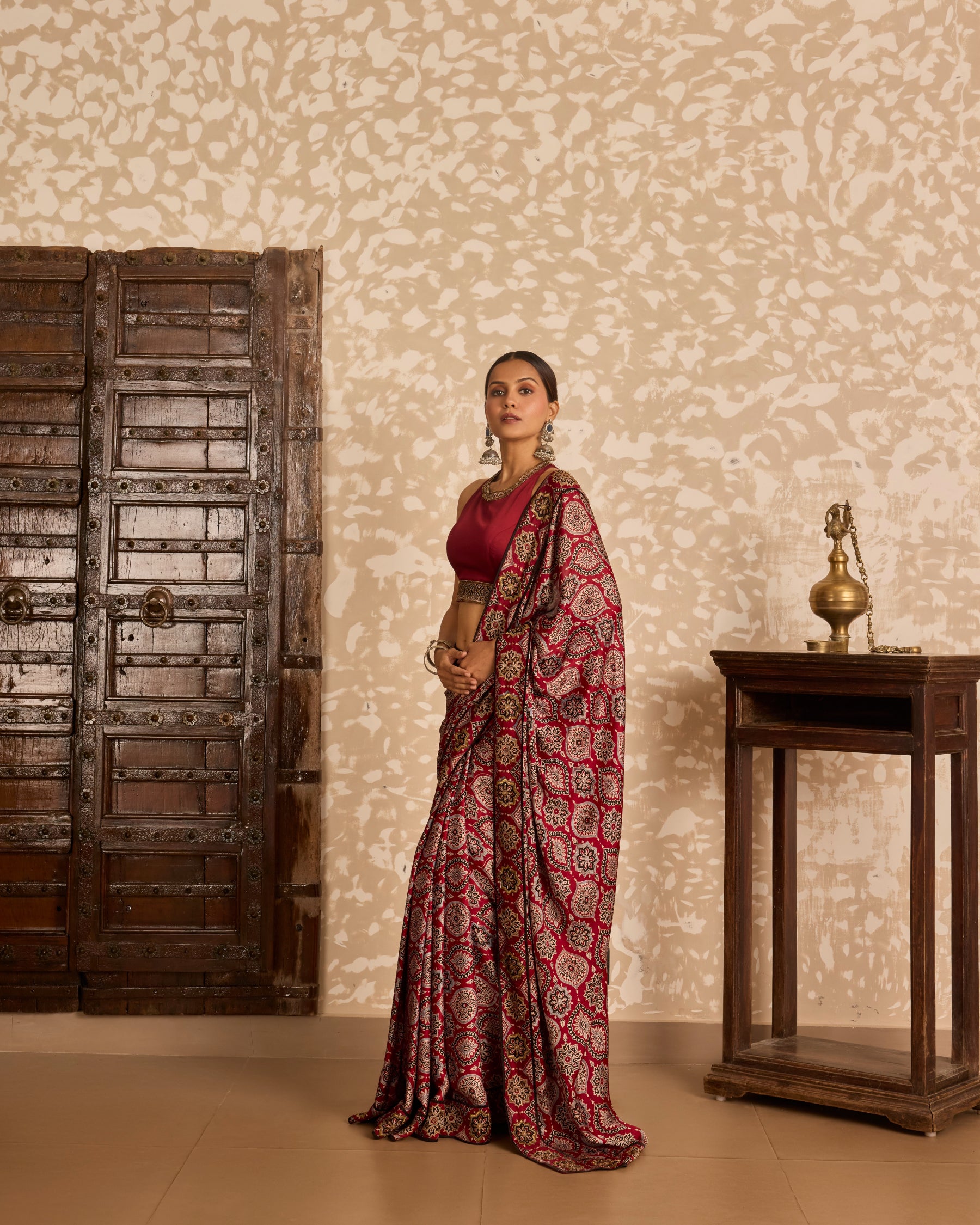 Halter neck blouse with saree