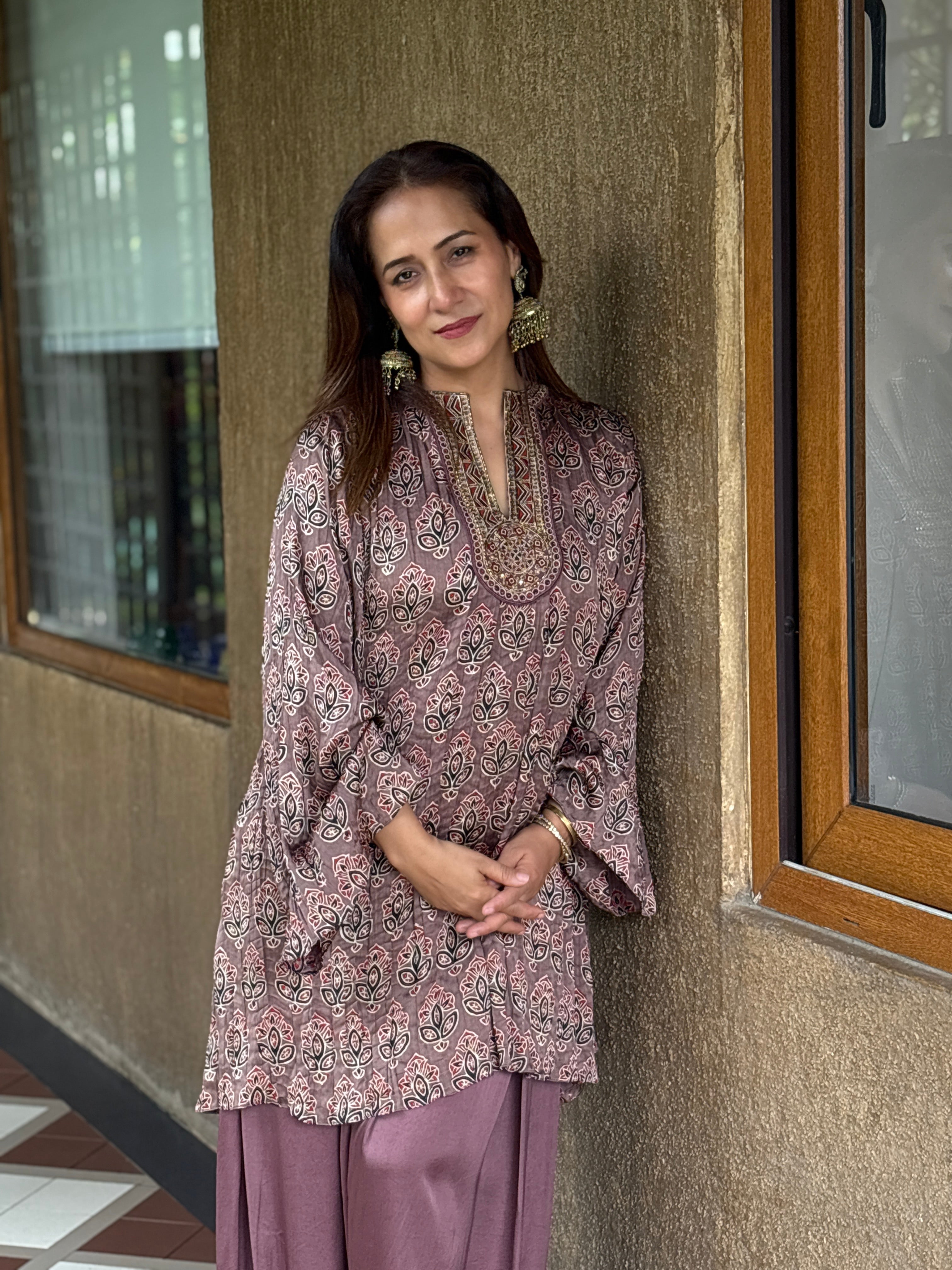 Short kurti with dhoti pant set