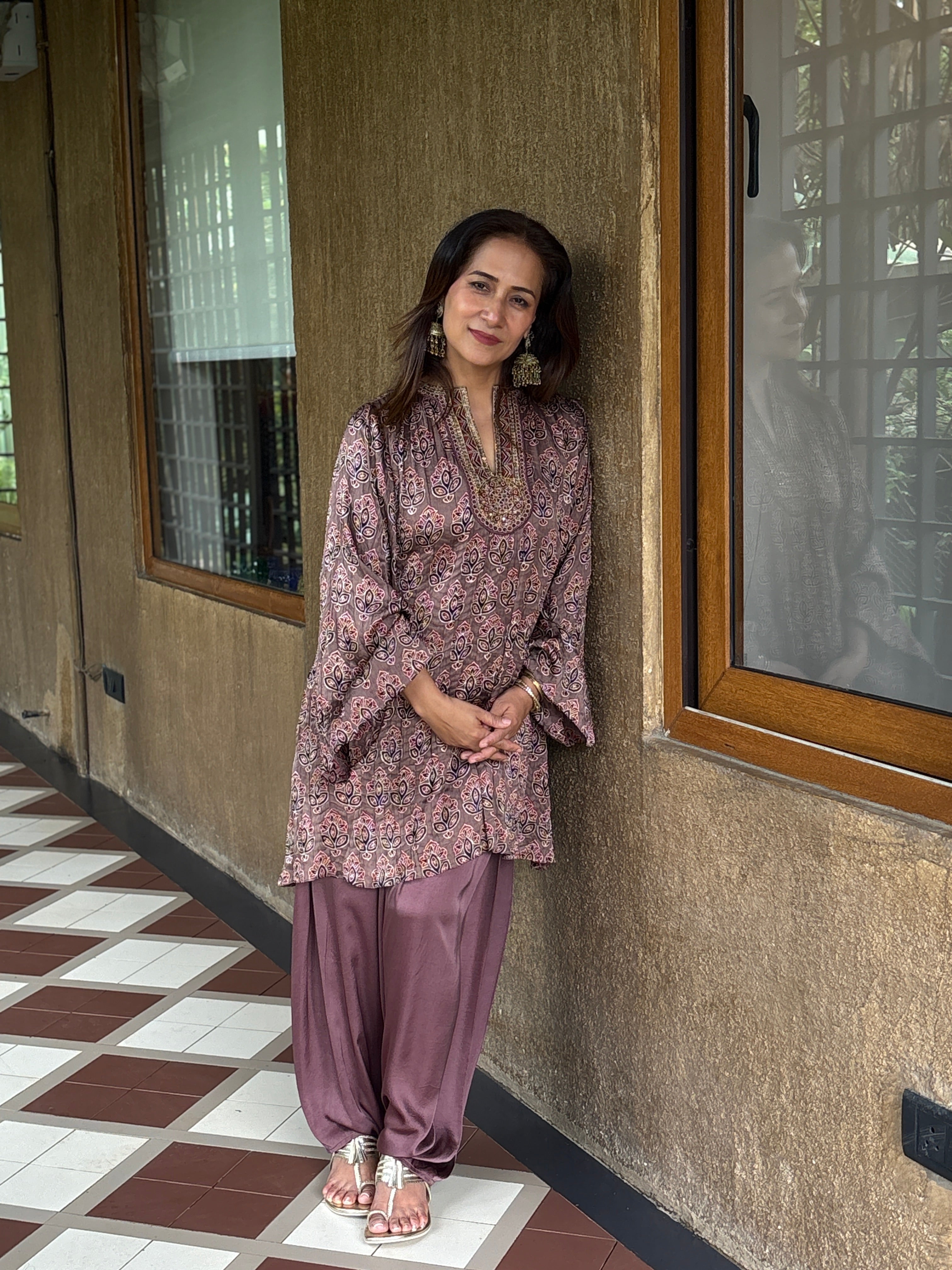 Short kurti with dhoti pant set