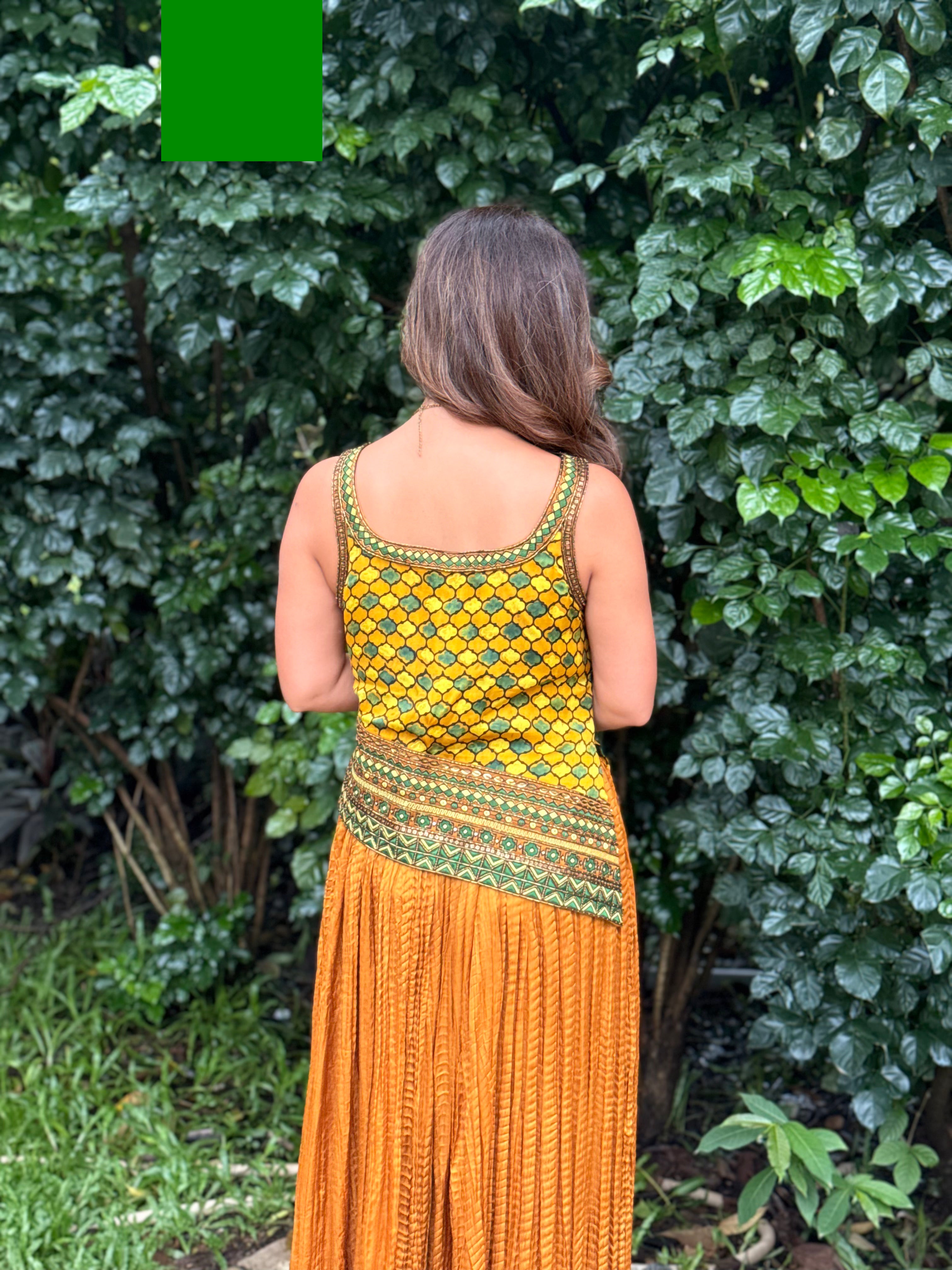 Short asymetrical kurti with pleated skirt