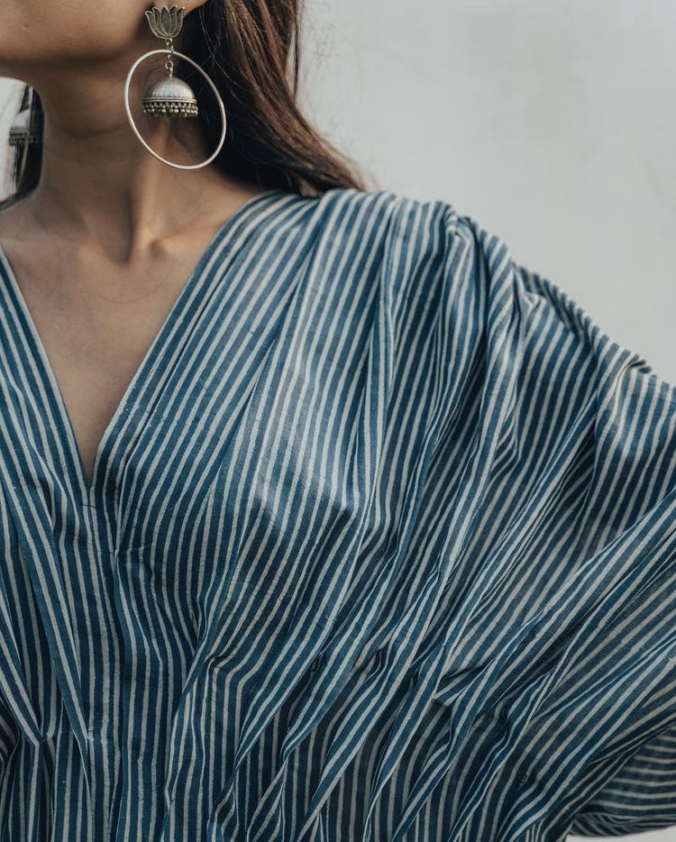 Striped Pleated Kaftaan