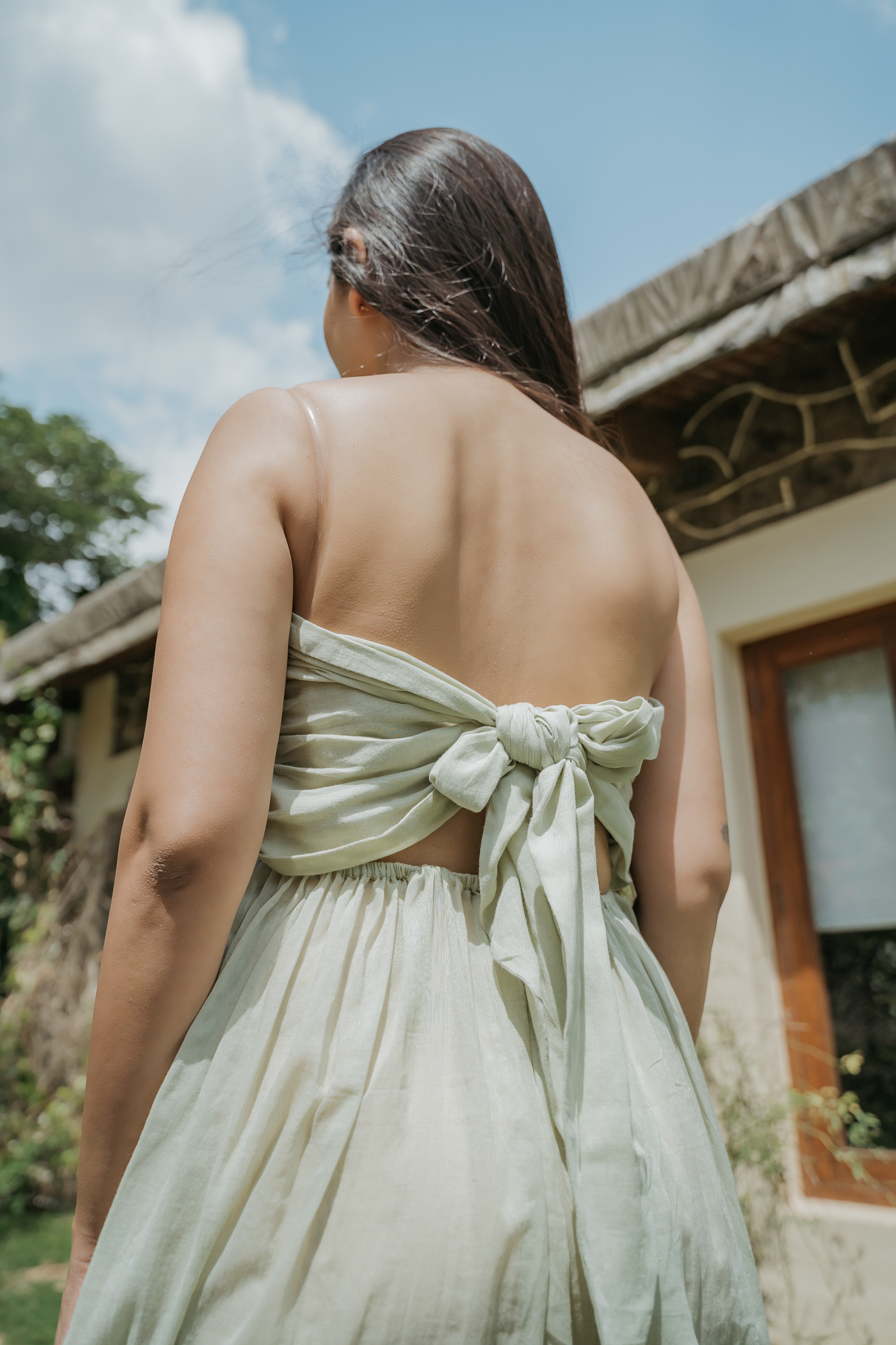 Tube Back Tie-Up Dress