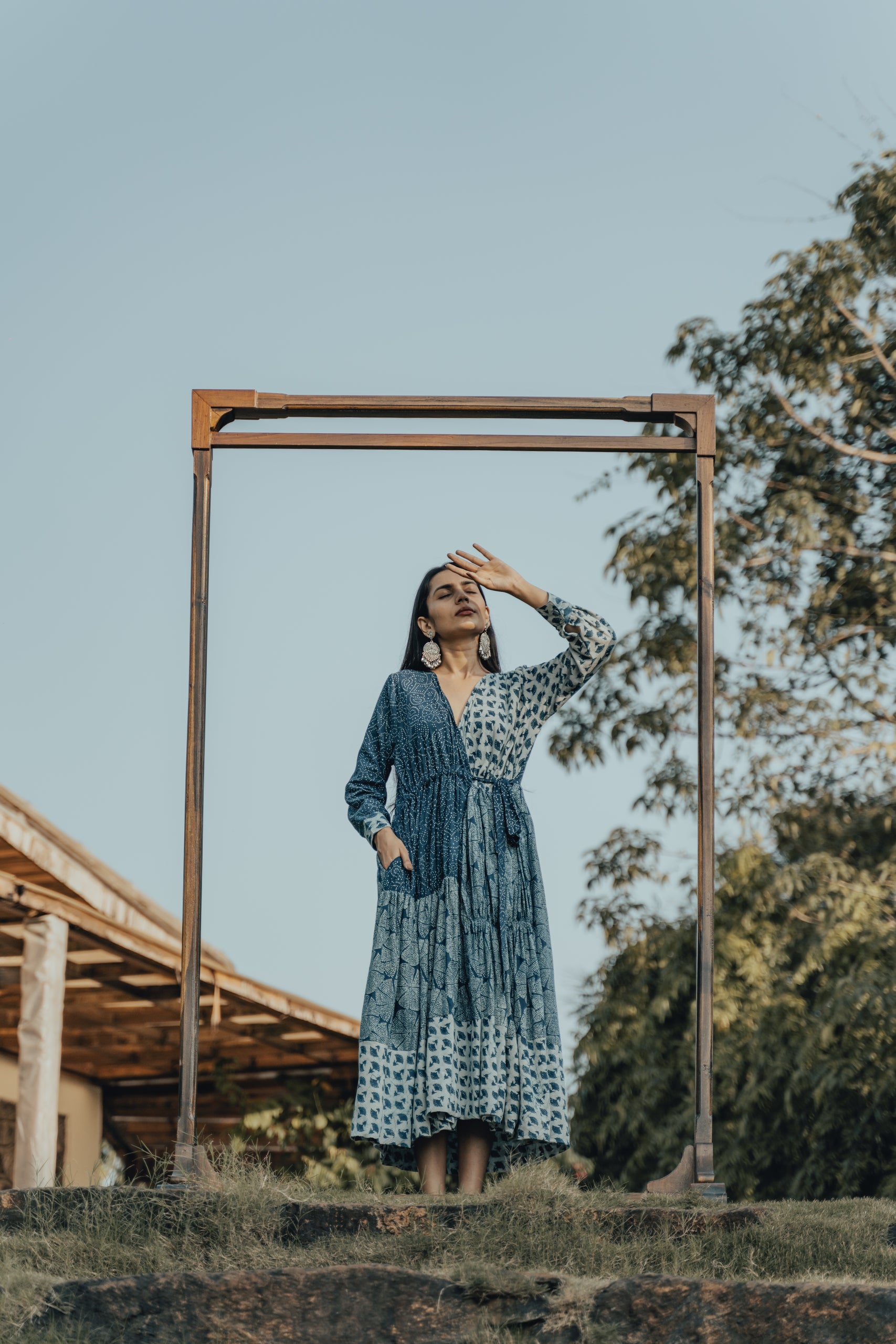 Patchwork Wrap Dress