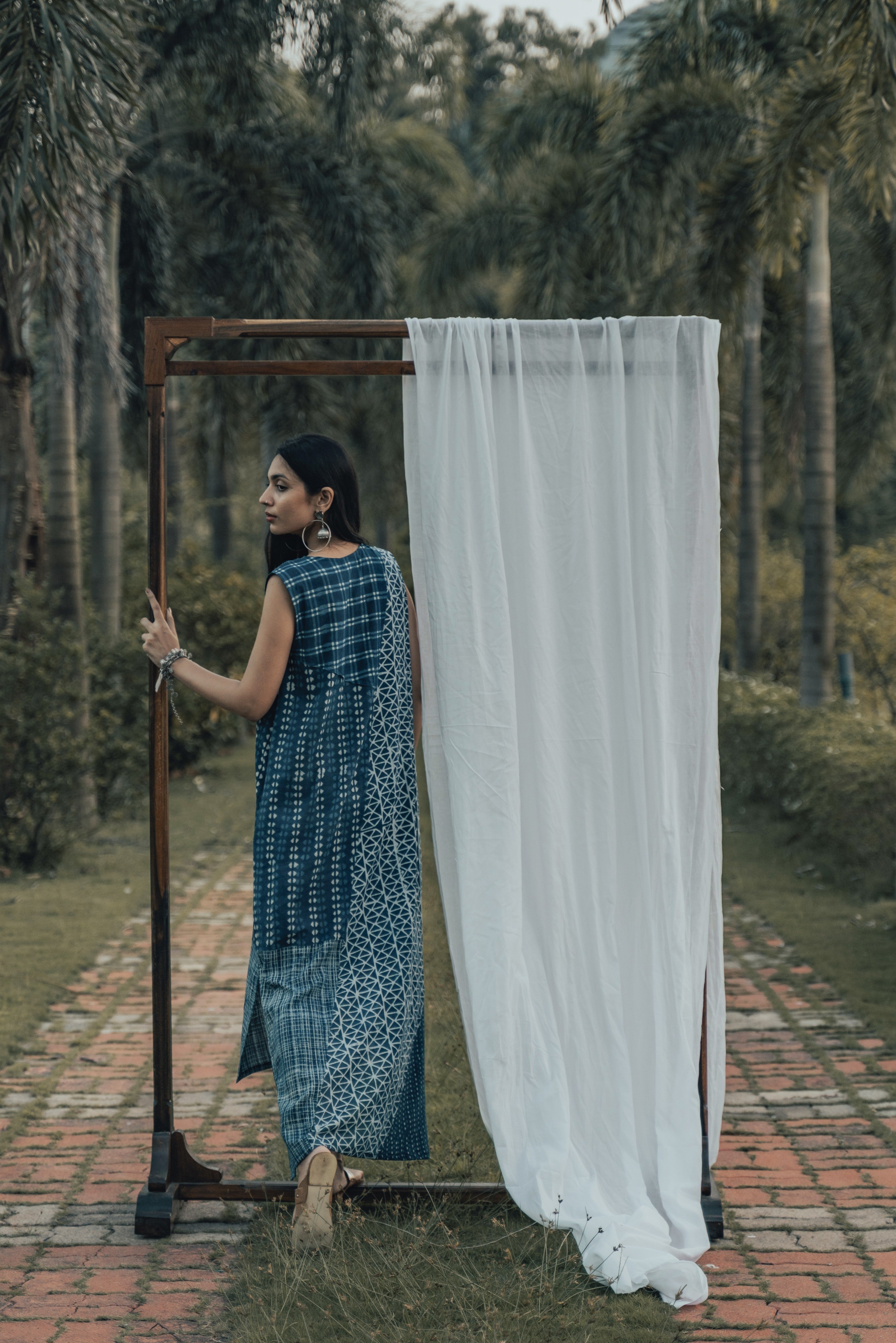 Patchwork Sleeveless Dress (Geometric)