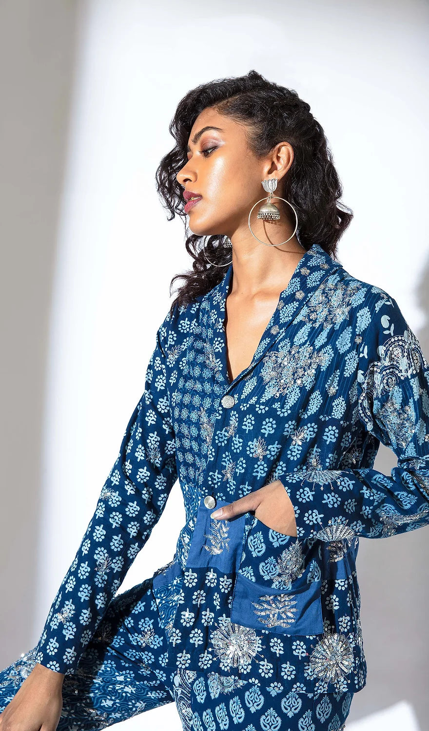 Patchwork Pantsuit with Aari Embroidery